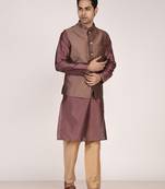 Men's woven design  jacquard kurta jacket set