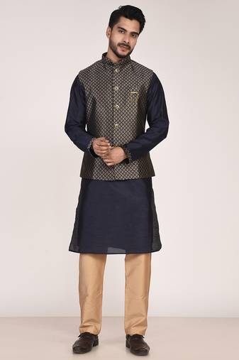 Men's woven design  jacquard kurta jacket set