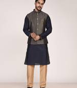 Men's woven design  jacquard kurta jacket set