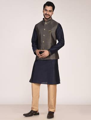 Men's woven design  jacquard kurta jacket set 3