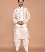 Men's printed silk kurta jacket set