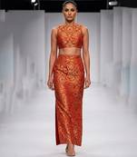 Rust orange embroidered brocade co ord set