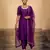Purple embroidered dupion silk kurta set