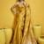 Mustard yellow color satin silk blend handloom weaving saree