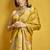 Mustard yellow color satin silk blend handloom weaving saree
