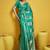 Sea green color satin silk blend handloom weaving saree