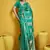 Sea green color satin silk blend handloom weaving saree