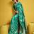 Sea green color satin silk blend handloom weaving saree