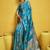 Aqua blue color satin silk blend handloom weaving saree