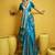 Aqua blue color satin silk blend handloom weaving saree