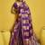 Purple color satin silk blend handloom weaving saree