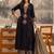 Floral printed cotton v neck black  kurta trouser & dupatta set