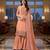 Women's peach embroidered faux georgette unstiched dress material with dupatta