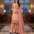 Women's peach embroidered faux georgette unstiched dress material with dupatta
