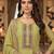 Women's lemon yellow embroidered faux georgette unstiched dress material with dupatta