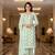 Women's mint green embroidered faux georgette unstiched dress material with dupatta