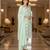 Women's mint green embroidered faux georgette unstiched dress material with dupatta