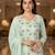 Women's mint green embroidered faux georgette unstiched dress material with dupatta