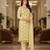 Women's yellow embroidered faux georgette unstiched dress material with dupatta