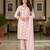 Women's light pink embroidered faux georgette unstiched dress material with dupatta