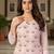 Women's light pink embroidered faux georgette unstiched dress material with dupatta