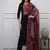 Floral printed cotton round neck black  kurta trouser & dupatta set