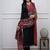 Floral printed cotton round neck black  kurta trouser & dupatta set