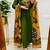 Floral embroidered cotton round neck green  kurta trouser & dupatta set