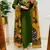 Floral embroidered cotton round neck green  kurta trouser & dupatta set