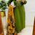 Floral embroidered cotton round neck green  kurta trouser & dupatta set