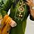 Floral embroidered cotton round neck green  kurta trouser & dupatta set