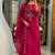Floral embroidered cotton round neck pink  kurta trouser & dupatta set