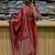 Floral printed cotton round neck red  kurta trouser & dupatta set