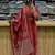 Floral printed cotton round neck red  kurta trouser & dupatta set