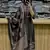 Floral printed cotton round neck black  kurta trouser & dupatta set