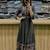 Floral printed cotton round neck black  kurta trouser & dupatta set