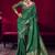 Dark green satin linen handloom weaving silk blend saree