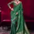 Dark green satin linen handloom weaving silk blend saree