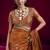 Rust satin linen handloom weaving silk blend saree