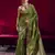 Mehendi green satin linen handloom weaving silk blend saree