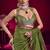 Mehendi green satin linen handloom weaving silk blend saree