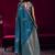 Teal blue satin linen handloom weaving silk blend saree