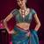 Teal blue satin linen handloom weaving silk blend saree