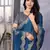Royal blue soft shimmer chiffon embroidery work designer party wear festive saree with unstitched blouse piece