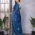 Royal blue soft shimmer chiffon embroidery work designer party wear festive saree with unstitched blouse piece