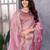 Baby pink soft shimmer chiffon embroidery work designer party wear festive saree with unstitched blouse piece