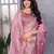 Baby pink soft shimmer chiffon embroidery work designer party wear festive saree with unstitched blouse piece