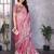 Baby pink soft shimmer chiffon embroidery work designer party wear festive saree with unstitched blouse piece