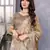 Beige soft shimmer chiffon embroidery work designer party wear festive saree with unstitched blouse piece