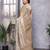 Beige soft shimmer chiffon embroidery work designer party wear festive saree with unstitched blouse piece